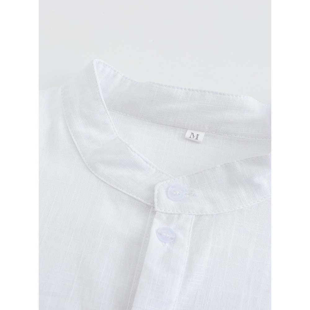 Solid Cotton Men's Long Sleeve Retro Medieval Henley Shirt Casual Beach Tops Festival Party Dress Shirt Solid Tee Shirt V-Neck Tops For Men - Image 4