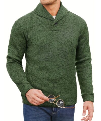 Trendy Solid Stand Collar Cool Knitted Thermal Sweater For Men, Men's Casual  Pullover  Knit Sweater Streetwear For Winter Fall, As Gifts