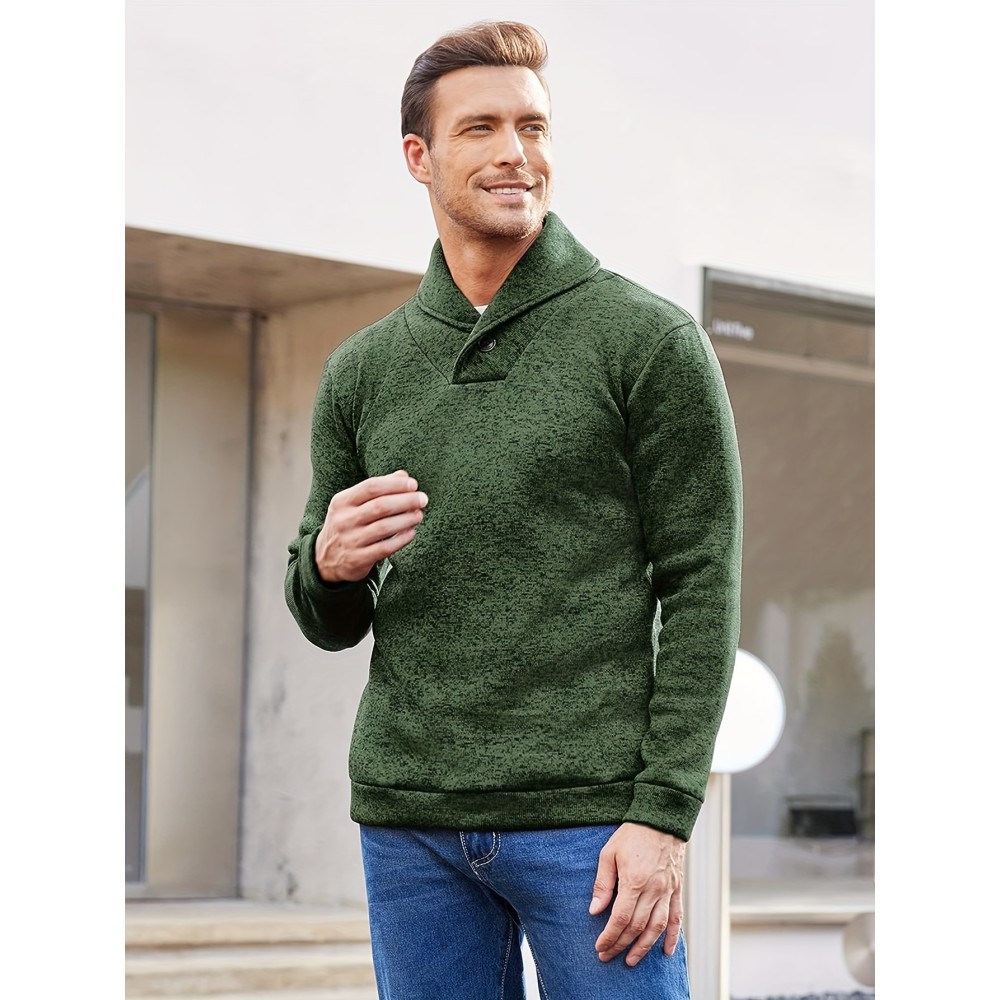 Trendy Solid Stand Collar Cool Knitted Thermal Sweater For Men, Men's Casual Pullover Knit Sweater Streetwear For Winter Fall, As Gifts - Image 2