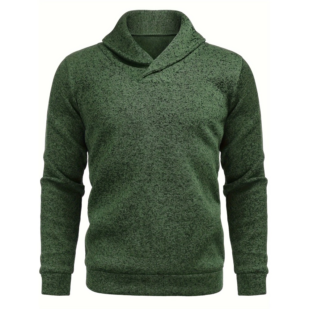 Trendy Solid Stand Collar Cool Knitted Thermal Sweater For Men, Men's Casual Pullover Knit Sweater Streetwear For Winter Fall, As Gifts - Image 5