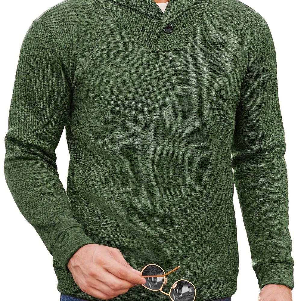 Trendy Solid Stand Collar Cool Knitted Thermal Sweater For Men, Men's Casual Pullover Knit Sweater Streetwear For Winter Fall, As Gifts - Image 6