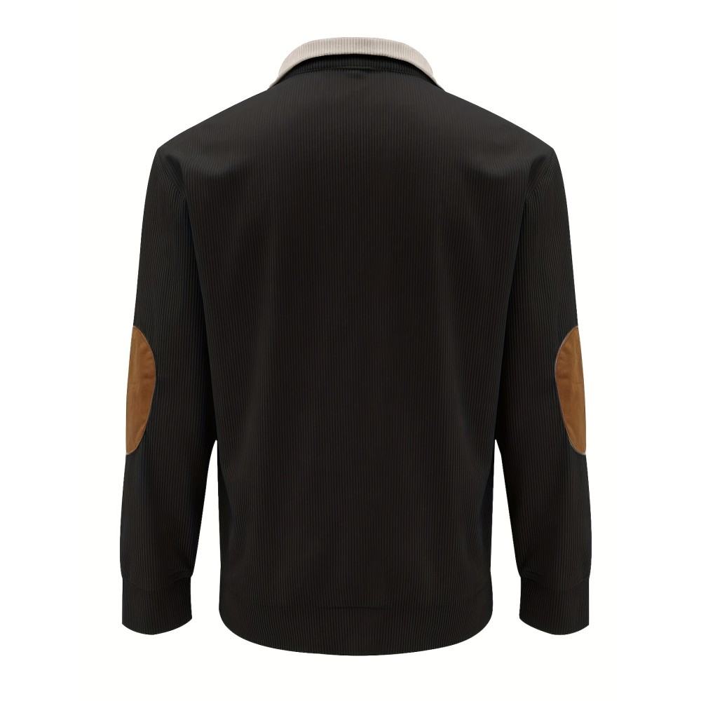 Retro Color Block Trendy Sweatshirt, Men's Casual V Neck Sweatshirt For Men Fall Winter - Image 2