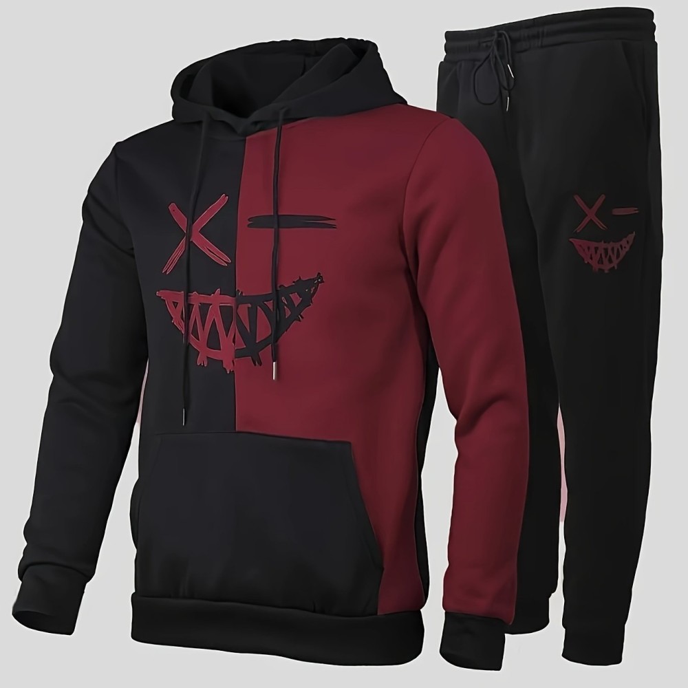 Creative Pattern Print, Men's 2Pcs Outfits, Casual Hoodies Long Sleeve Hooded Sweatshirt And Sweatpants Joggers Set For Spring Fall, Men's Clothing - Image 11
