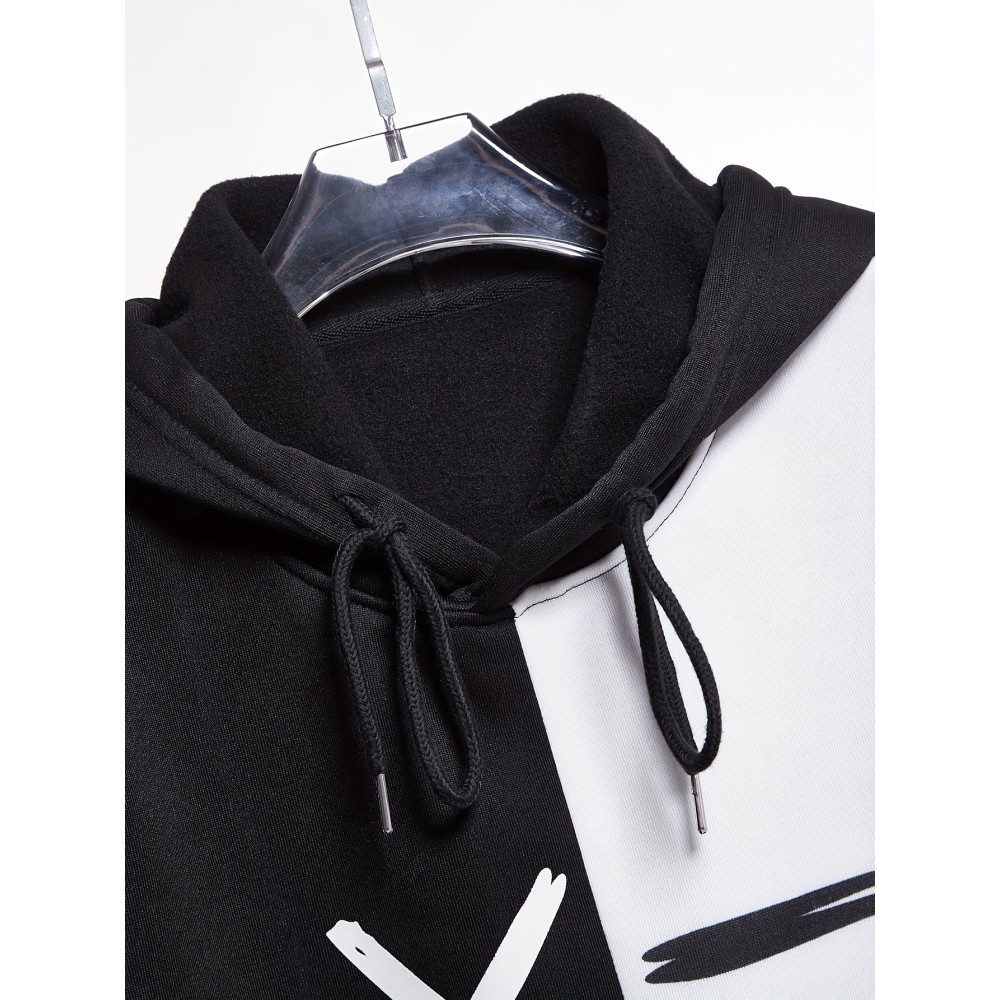 Creative Pattern Print, Men's 2Pcs Outfits, Casual Hoodies Long Sleeve Hooded Sweatshirt And Sweatpants Joggers Set For Spring Fall, Men's Clothing - Image 3