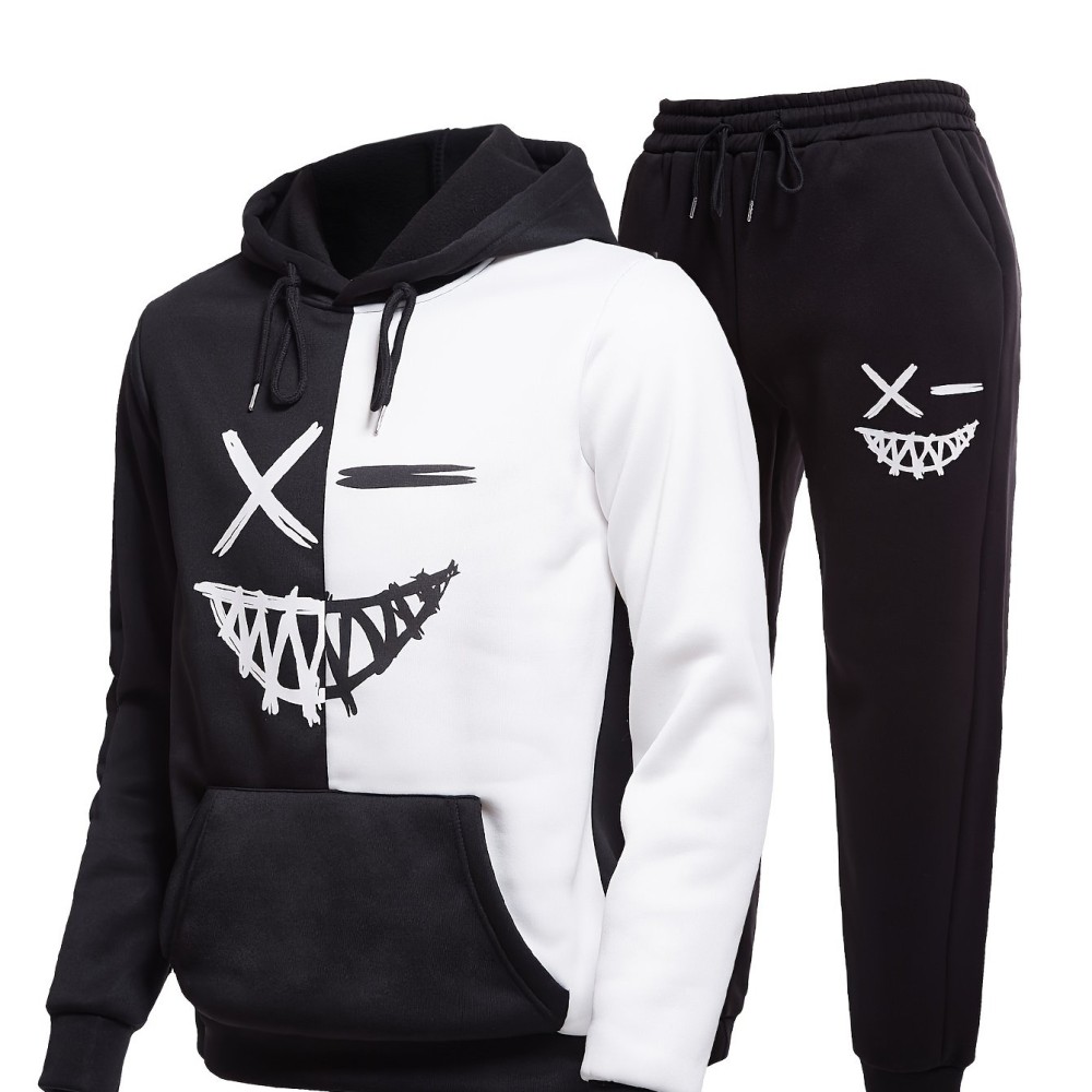 Creative Pattern Print, Men's 2Pcs Outfits, Casual Hoodies Long Sleeve Hooded Sweatshirt And Sweatpants Joggers Set For Spring Fall, Men's Clothing - Image 6