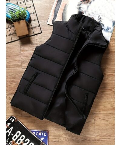 Men's Winter Vest, Lightweight Padding Puffer Vest, Sleeveless Coat Warm Zip Up Quilted Gilet Jacket