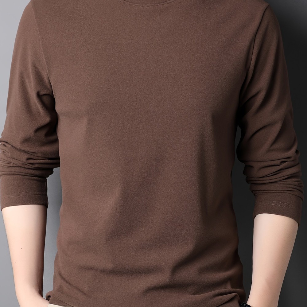 Solid Men's Slim Mock Neck Long Sleeve Active T-shirt Tee, Casual Comfy Shirts For Winter Fall, Men's Clothing Tops - Image 11
