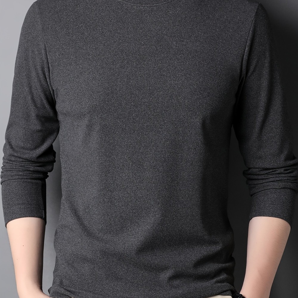 Solid Men's Slim Mock Neck Long Sleeve Active T-shirt Tee, Casual Comfy Shirts For Winter Fall, Men's Clothing Tops - Image 9
