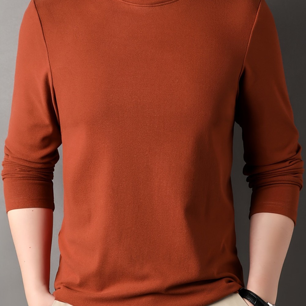 Solid Men's Slim Mock Neck Long Sleeve Active T-shirt Tee, Casual Comfy Shirts For Winter Fall, Men's Clothing Tops - Image 10