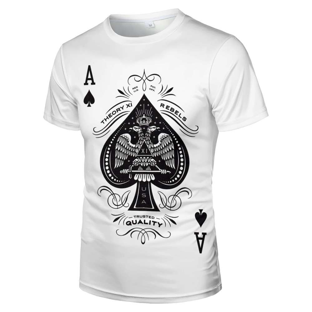 Spade A Print, Men's Graphic Design Crew Neck Active T-shirt, Casual Comfy Tees For Summer, Men's Clothing Tops For Daily Gym Workout Running - Image 2