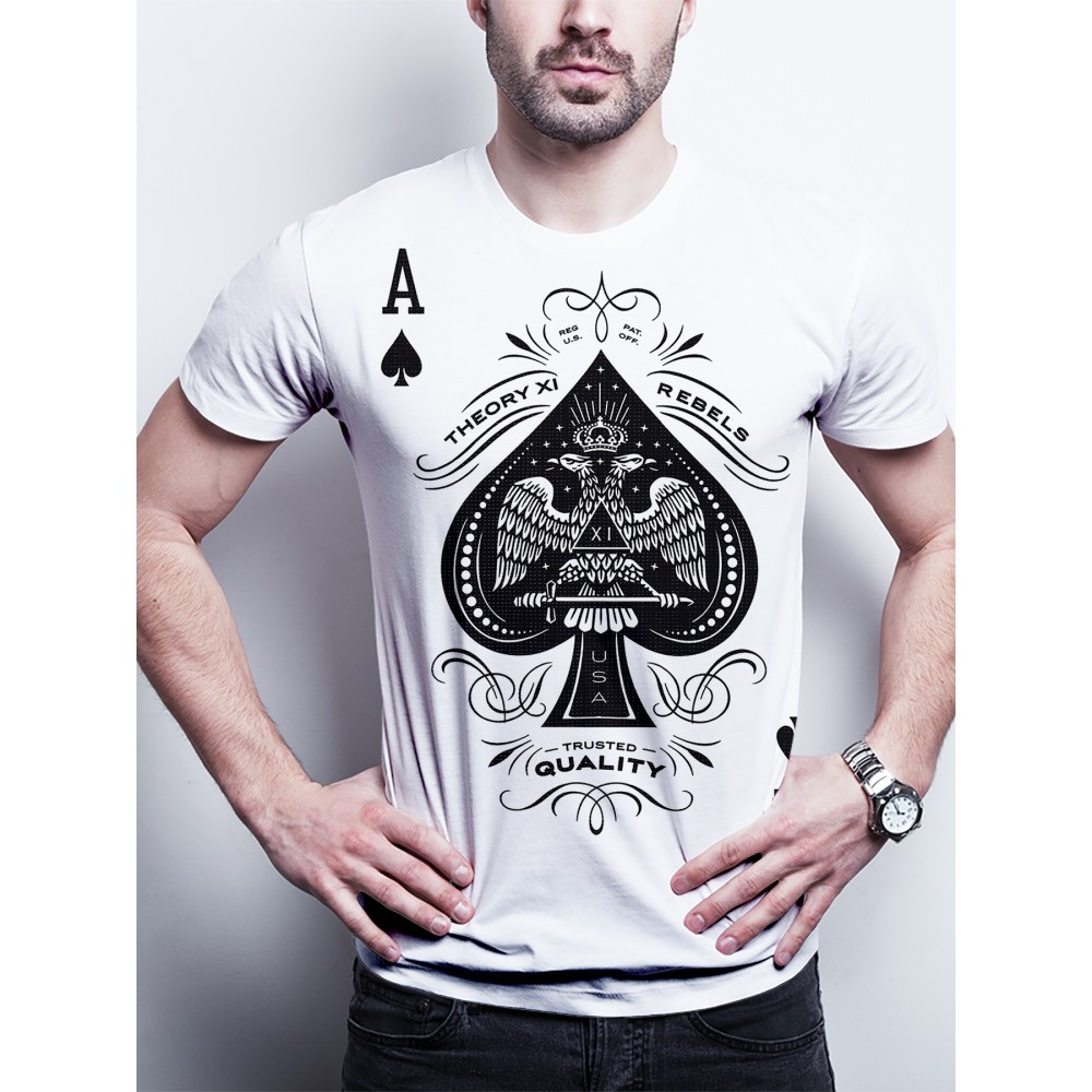 Spade A Print, Men's Graphic Design Crew Neck Active T-shirt, Casual Comfy Tees For Summer, Men's Clothing Tops For Daily Gym Workout Running - Image 3