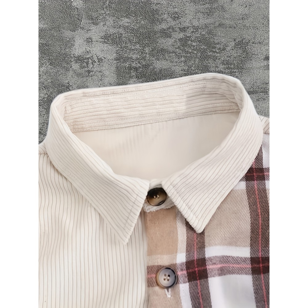 Contrasting Checkered Men's Shirt Top Turn-Down Collar Long Sleeve Closure Male Casual Shirt For Men Daily Vacation Streetwear - Image 3