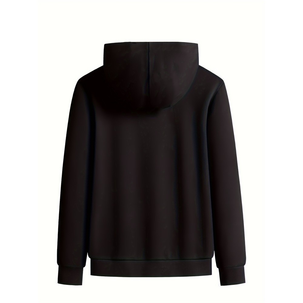 Cool Fleece Hoodies For Men, Men's Casual Solid Design Pullover Hooded Sweatshirt With Kangaroo Pocket Streetwear For Winter Fall, As Gifts - Image 2
