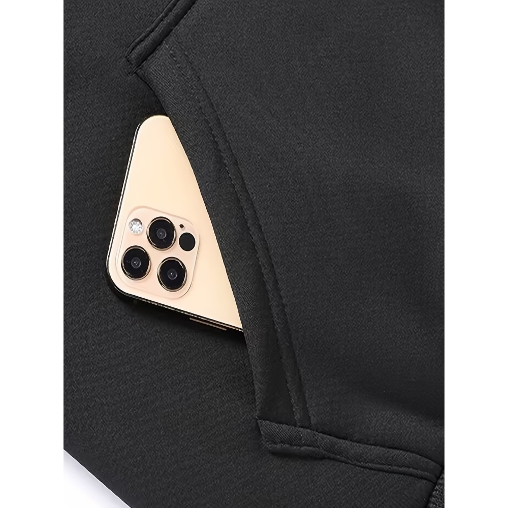 Cool Fleece Hoodies For Men, Men's Casual Solid Design Pullover Hooded Sweatshirt With Kangaroo Pocket Streetwear For Winter Fall, As Gifts - Image 4