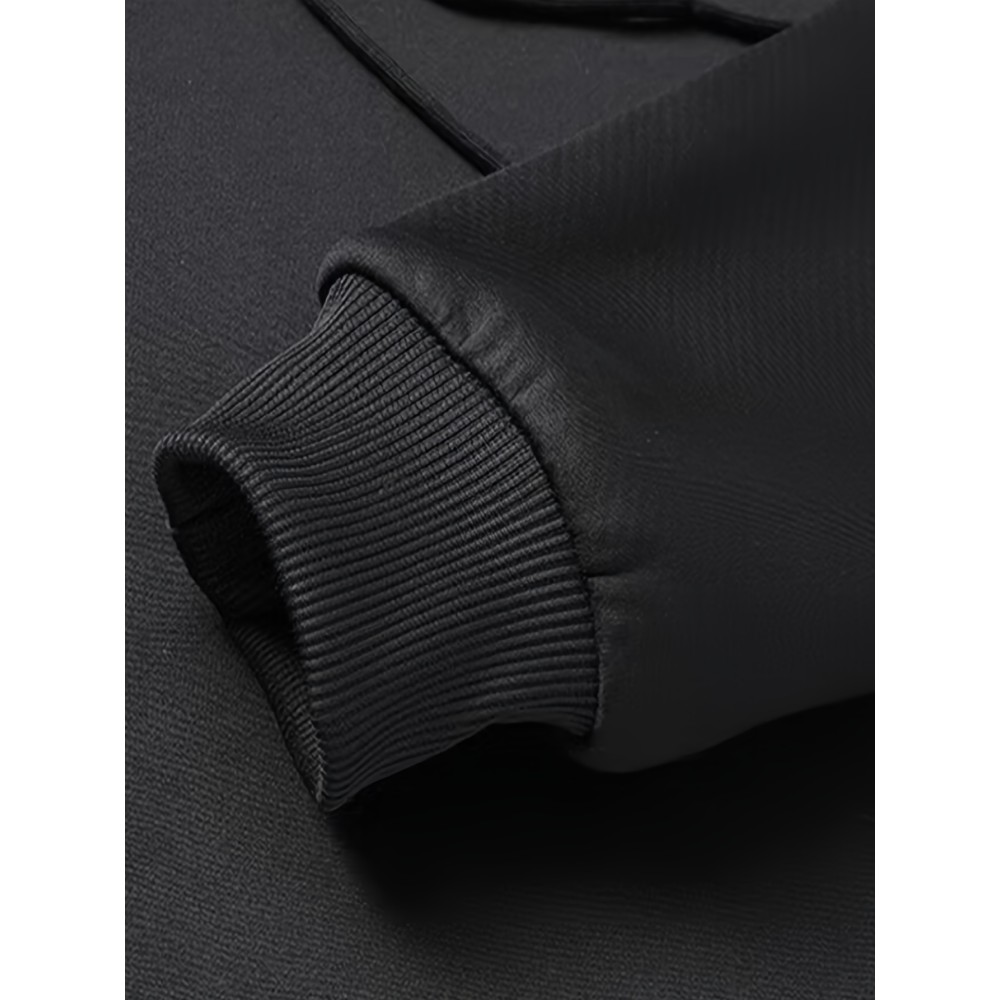 Cool Fleece Hoodies For Men, Men's Casual Solid Design Pullover Hooded Sweatshirt With Kangaroo Pocket Streetwear For Winter Fall, As Gifts - Image 5