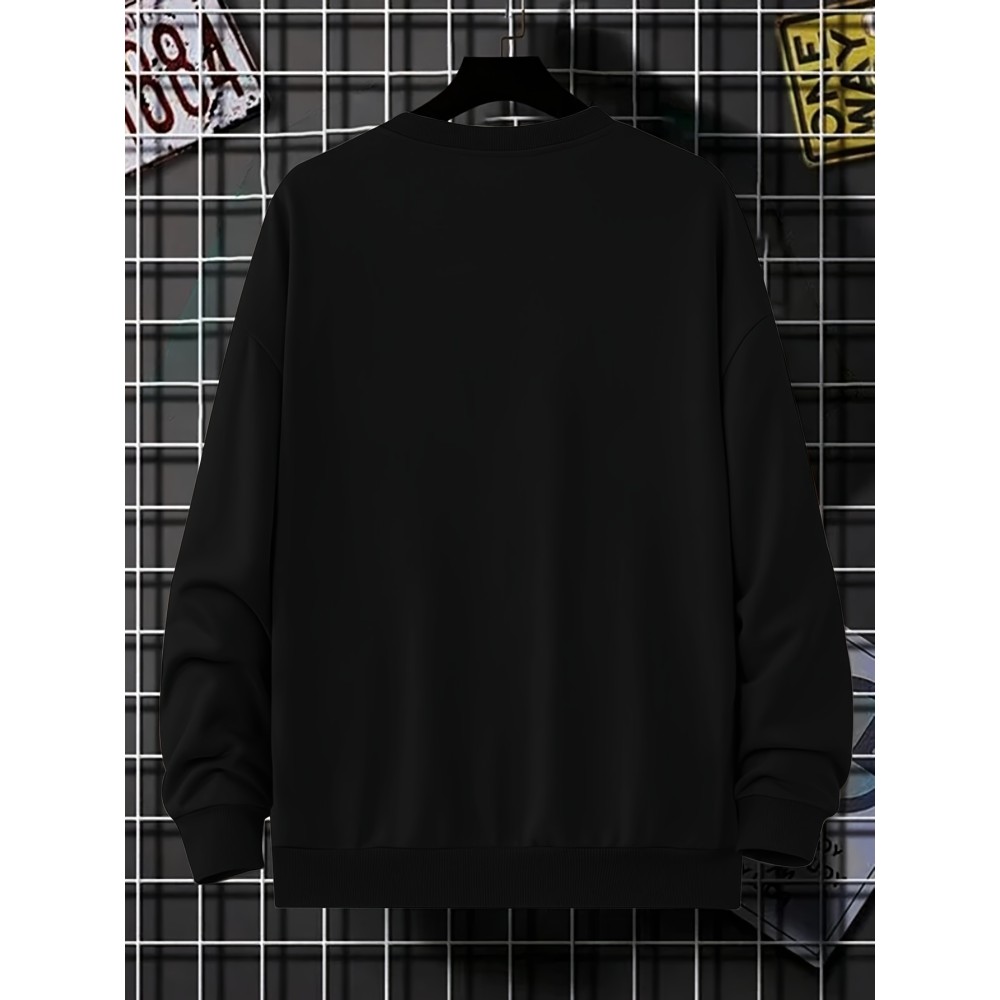 Men's Pullover Round Neck Long Sleeve Sweatshirt Letter - Image 3