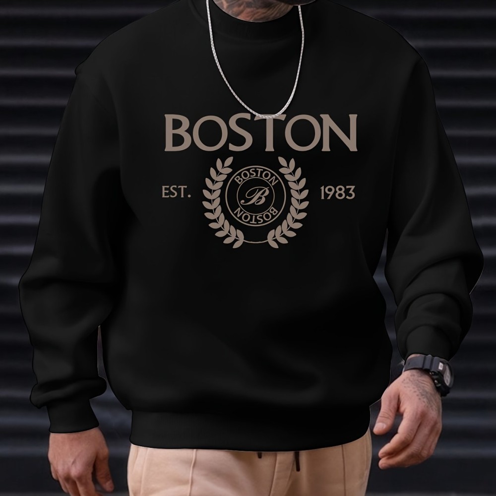 Men's Pullover Round Neck Long Sleeve Sweatshirt Letter - Image 6