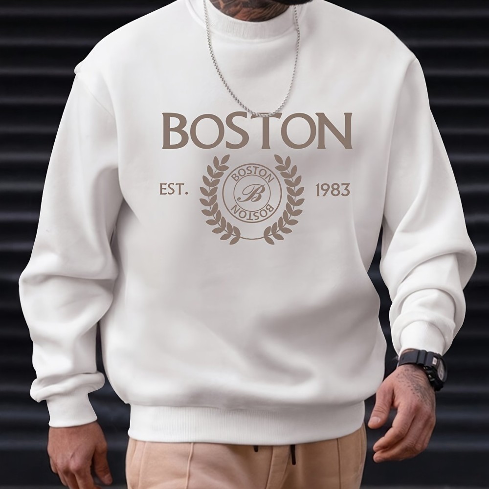 Men's Pullover Round Neck Long Sleeve Sweatshirt Letter - Image 7