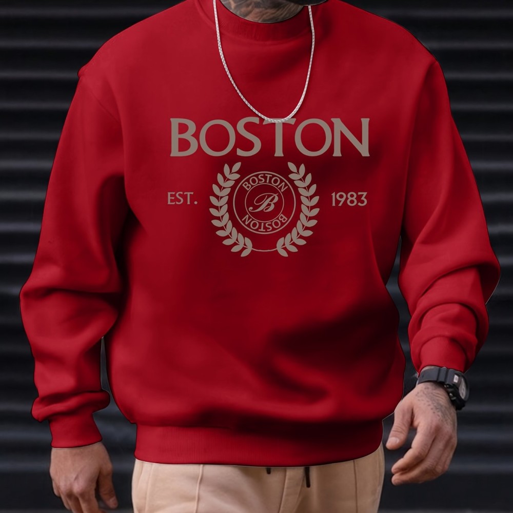 Men's Pullover Round Neck Long Sleeve Sweatshirt Letter - Image 9