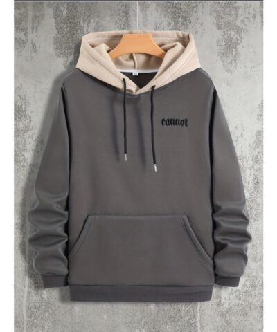 Color Block Cool Hoodies For Men, Men's Casual Graphic Design Hooded Sweatshirt Streetwear For Winter Fall, As Gifts