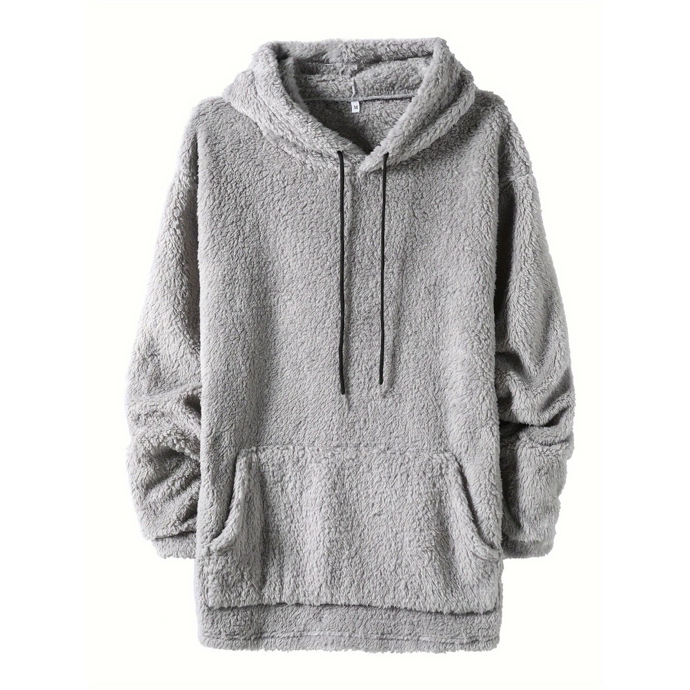 Cool Warm Fluffy Hoodies For Men, Men's Casual Snuddie Pullover Hooded Sweatshirt With Kangaroo Pocket Streetwear For Winter Fall, As Gifts - Image 2