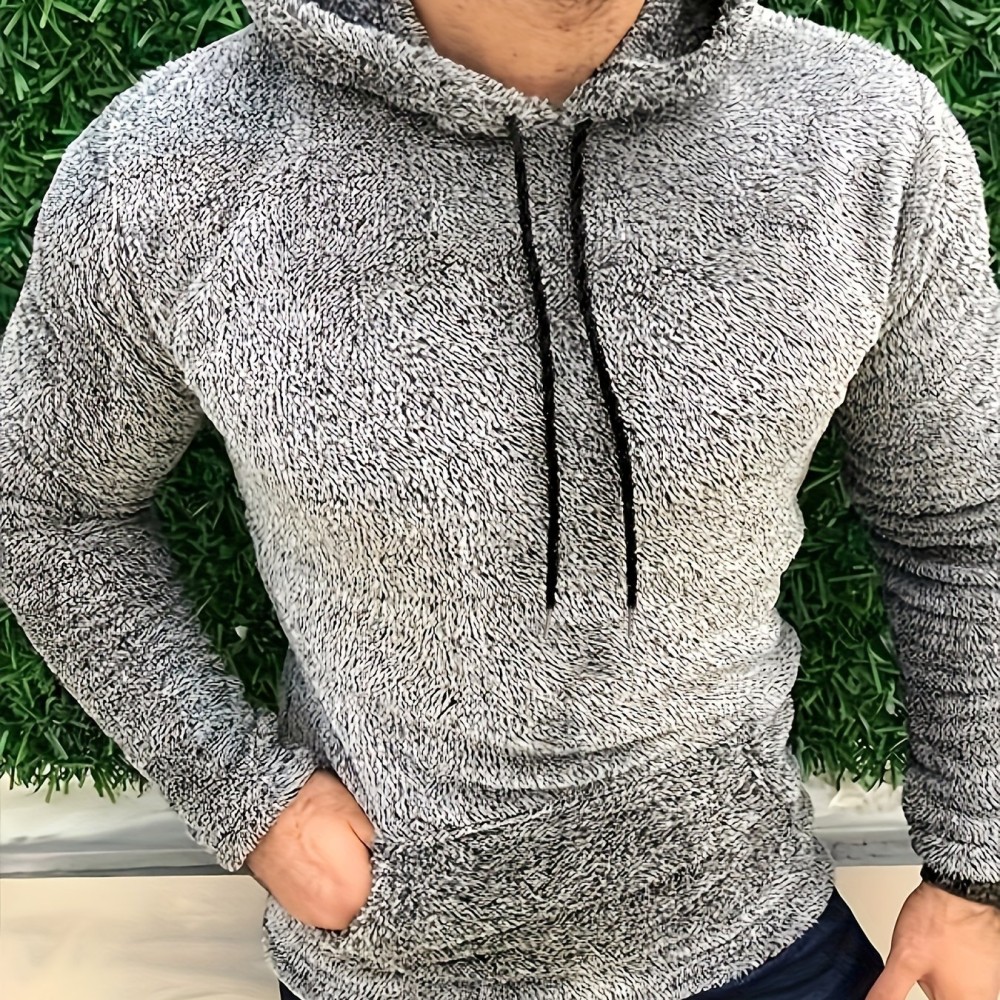 Cool Warm Fluffy Hoodies For Men, Men's Casual Snuddie Pullover Hooded Sweatshirt With Kangaroo Pocket Streetwear For Winter Fall, As Gifts - Image 6