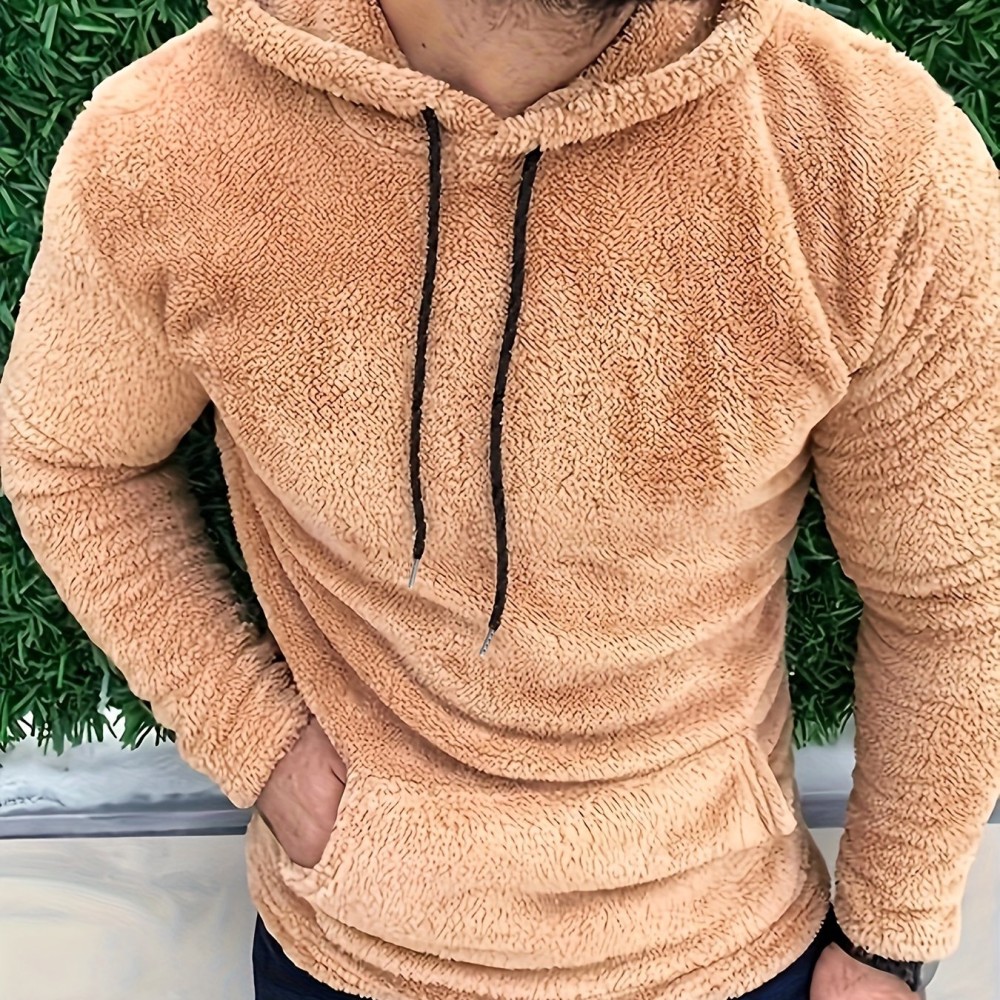 Cool Warm Fluffy Hoodies For Men, Men's Casual Snuddie Pullover Hooded Sweatshirt With Kangaroo Pocket Streetwear For Winter Fall, As Gifts - Image 7