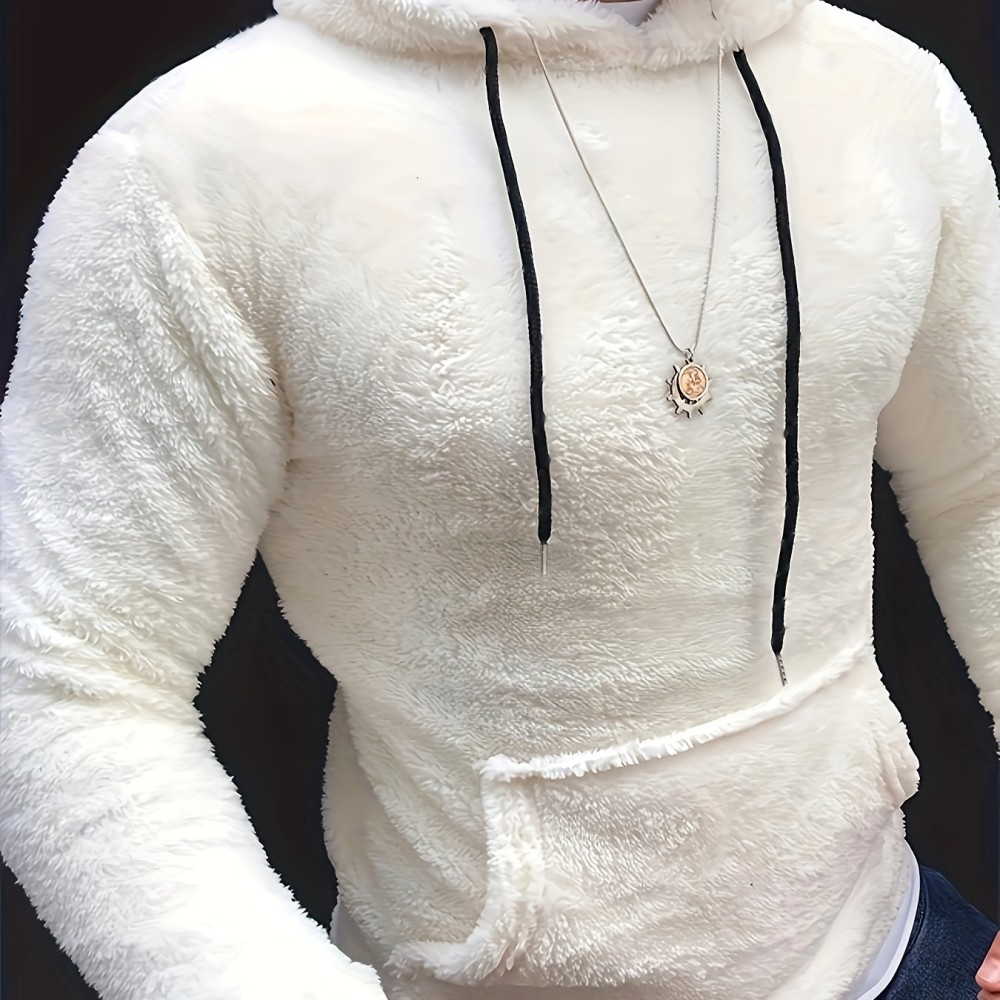 Cool Warm Fluffy Hoodies For Men, Men's Casual Snuddie Pullover Hooded Sweatshirt With Kangaroo Pocket Streetwear For Winter Fall, As Gifts - Image 8