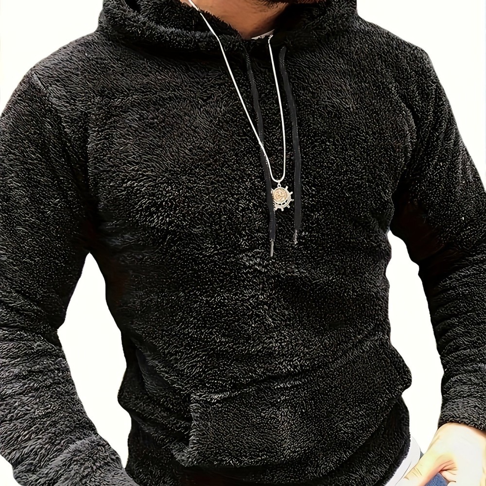 Cool Warm Fluffy Hoodies For Men, Men's Casual Snuddie Pullover Hooded Sweatshirt With Kangaroo Pocket Streetwear For Winter Fall, As Gifts - Image 9