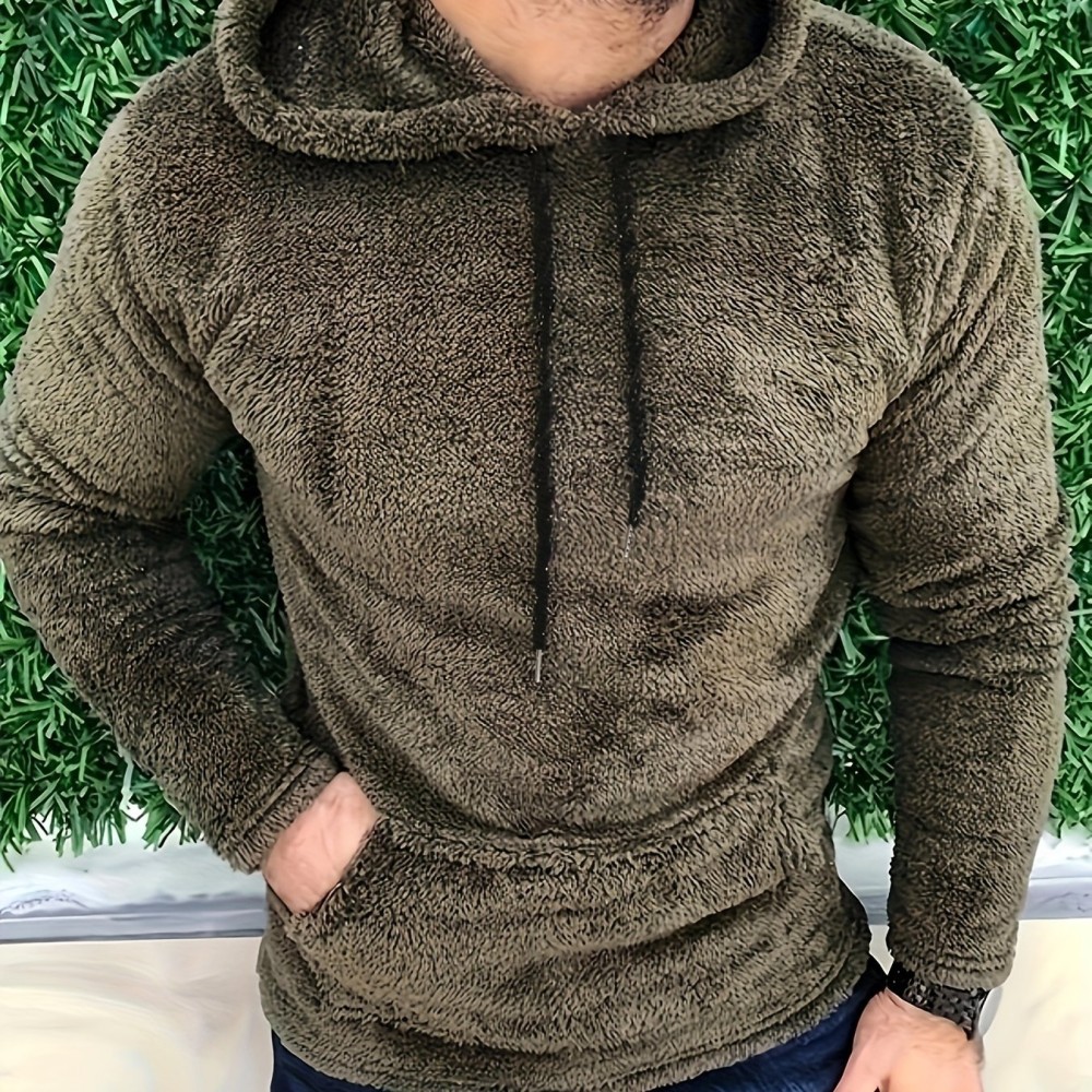 Cool Warm Fluffy Hoodies For Men, Men's Casual Snuddie Pullover Hooded Sweatshirt With Kangaroo Pocket Streetwear For Winter Fall, As Gifts - Image 10