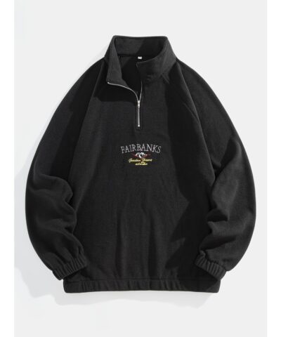 Men's Stylish Loose Pattern Sweatshirt, Casual Breathable Lapel Long Sleeve Zip Up Top For City Walk Street Hanging Outdoor Activities