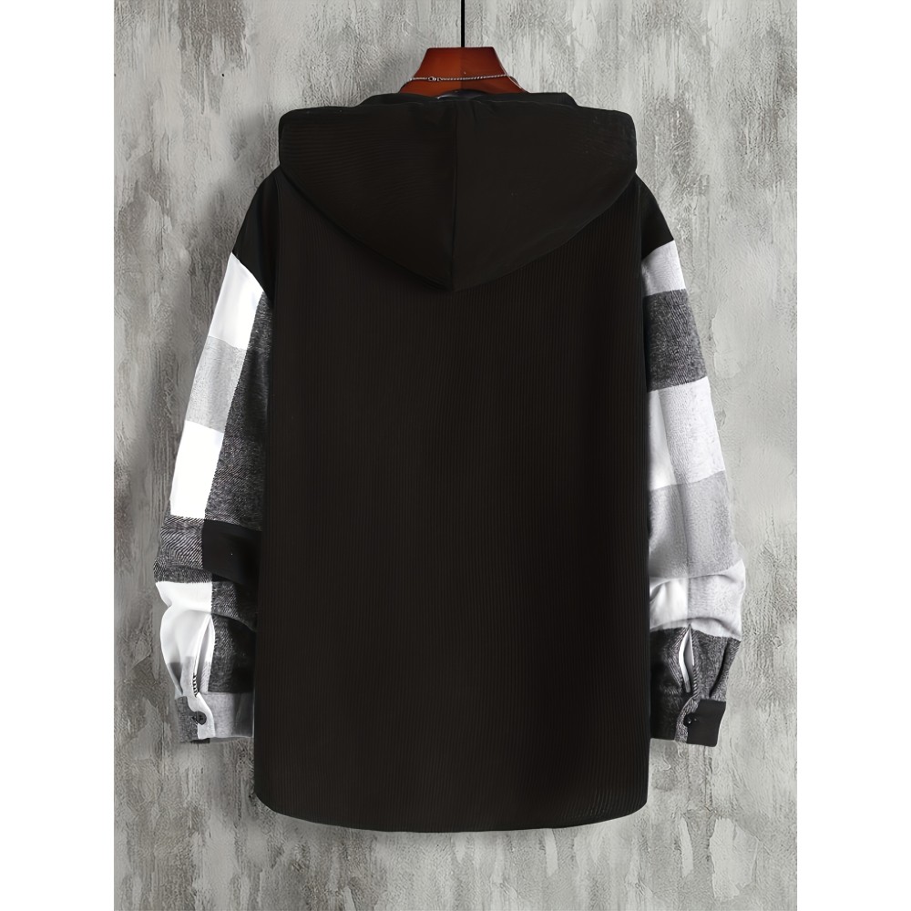 Men's Retro Plaid Hooded Shirt Jacket - Image 2
