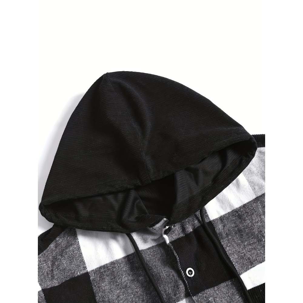 Men's Retro Plaid Hooded Shirt Jacket - Image 3