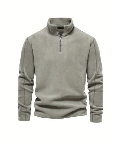 Men's Corduroy Stand Collar Zip Up V Neck Sweatshirt Pullover For Men Solid Sweatshirts For Winter Fall Long Sleeve Tops