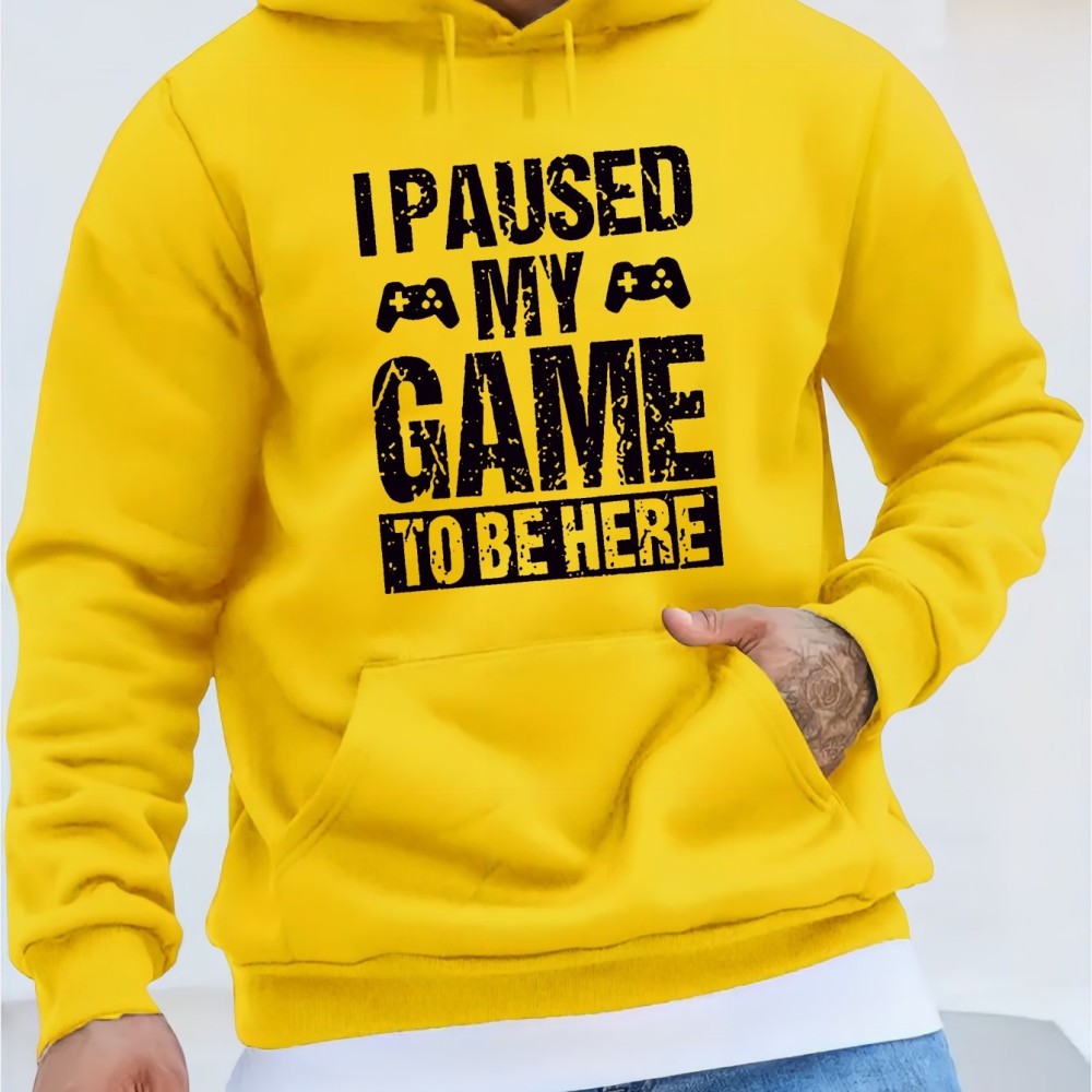 Funny I Paused My Game Print Hoodie, Cool Hoodies For Men, Men's Casual Graphic Design Pullover Hooded Sweatshirt With Kangaroo Pocket Streetwear For Winter Fall, As Gifts - Image 6