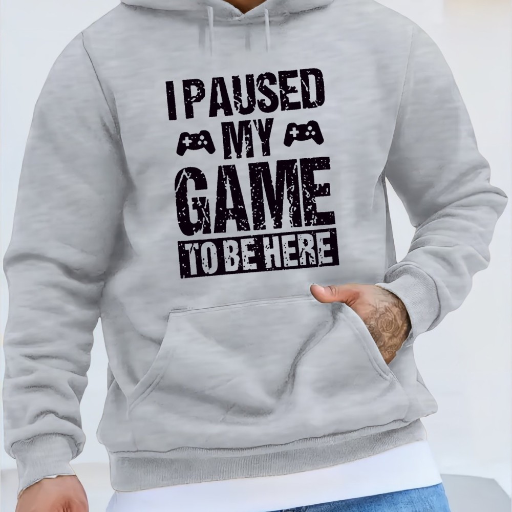 Funny I Paused My Game Print Hoodie, Cool Hoodies For Men, Men's Casual Graphic Design Pullover Hooded Sweatshirt With Kangaroo Pocket Streetwear For Winter Fall, As Gifts - Image 8