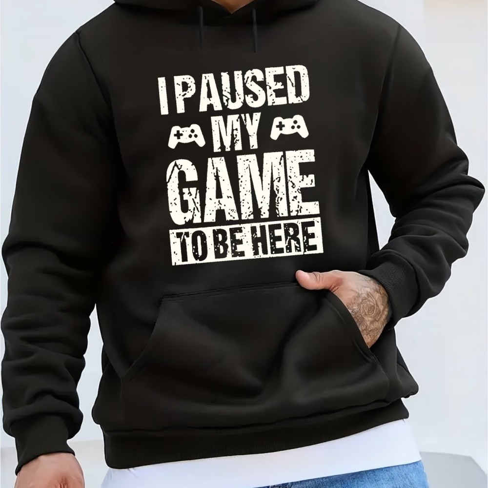 Funny I Paused My Game Print Hoodie, Cool Hoodies For Men, Men's Casual Graphic Design Pullover Hooded Sweatshirt With Kangaroo Pocket Streetwear For Winter Fall, As Gifts - Image 9