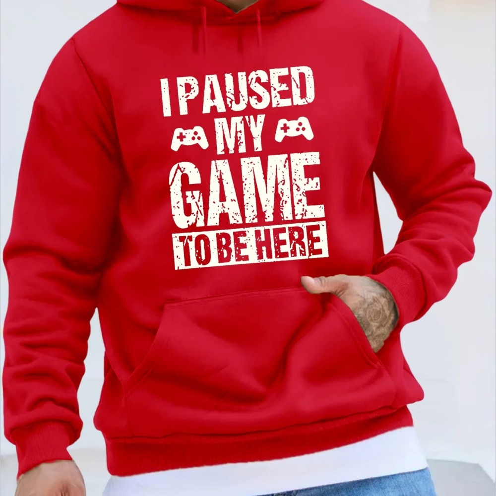 Funny I Paused My Game Print Hoodie, Cool Hoodies For Men, Men's Casual Graphic Design Pullover Hooded Sweatshirt With Kangaroo Pocket Streetwear For Winter Fall, As Gifts - Image 10
