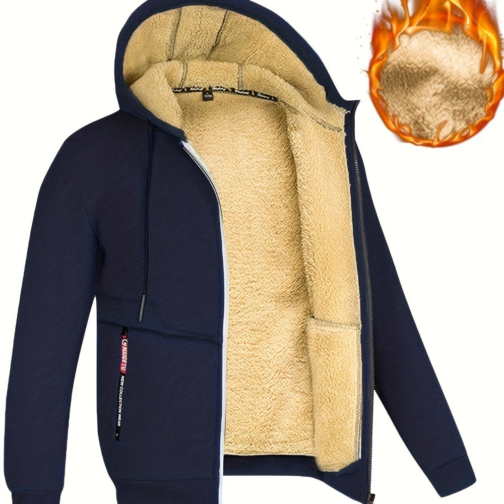 Lamb Velvet Autumn And Winter Sweater Men's Hooded New Trendy Handsome Solid Color Jacket Plus Velvet Thickened Clothes - Image 11
