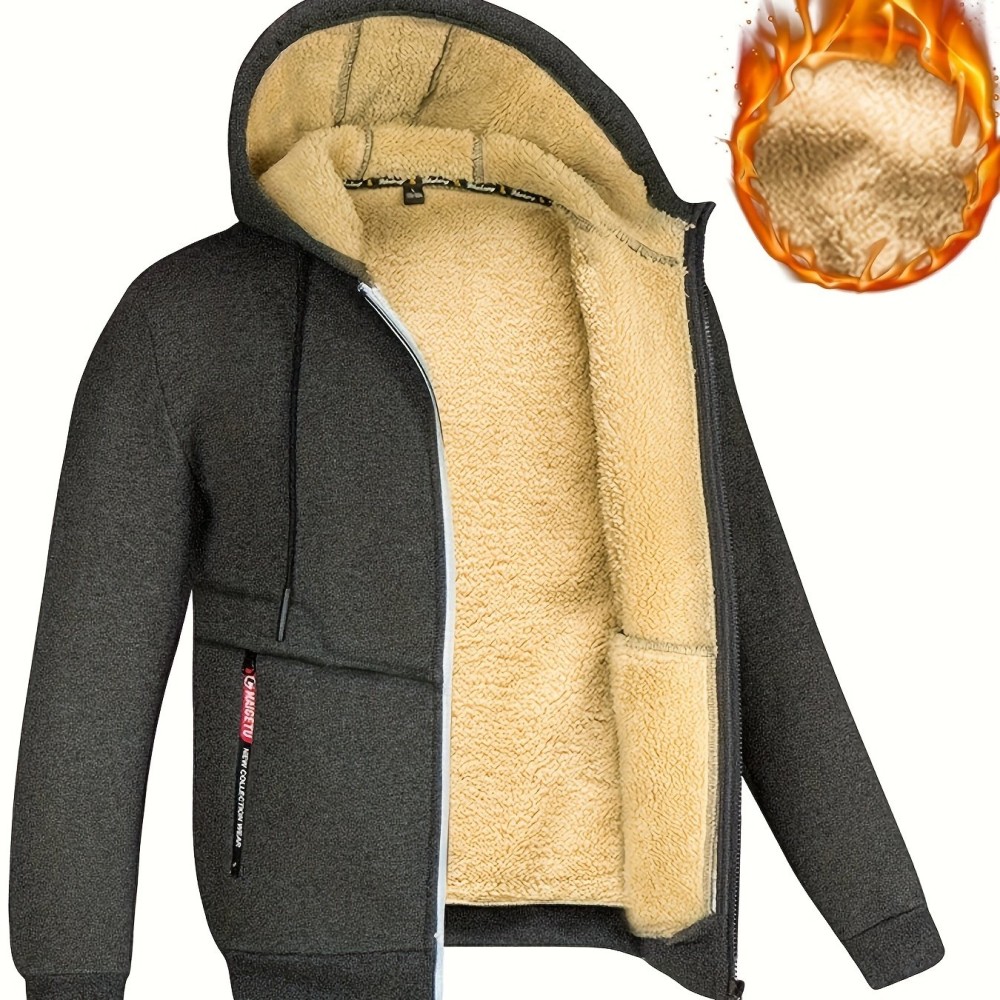 Lamb Velvet Autumn And Winter Sweater Men's Hooded New Trendy Handsome Solid Color Jacket Plus Velvet Thickened Clothes - Image 12