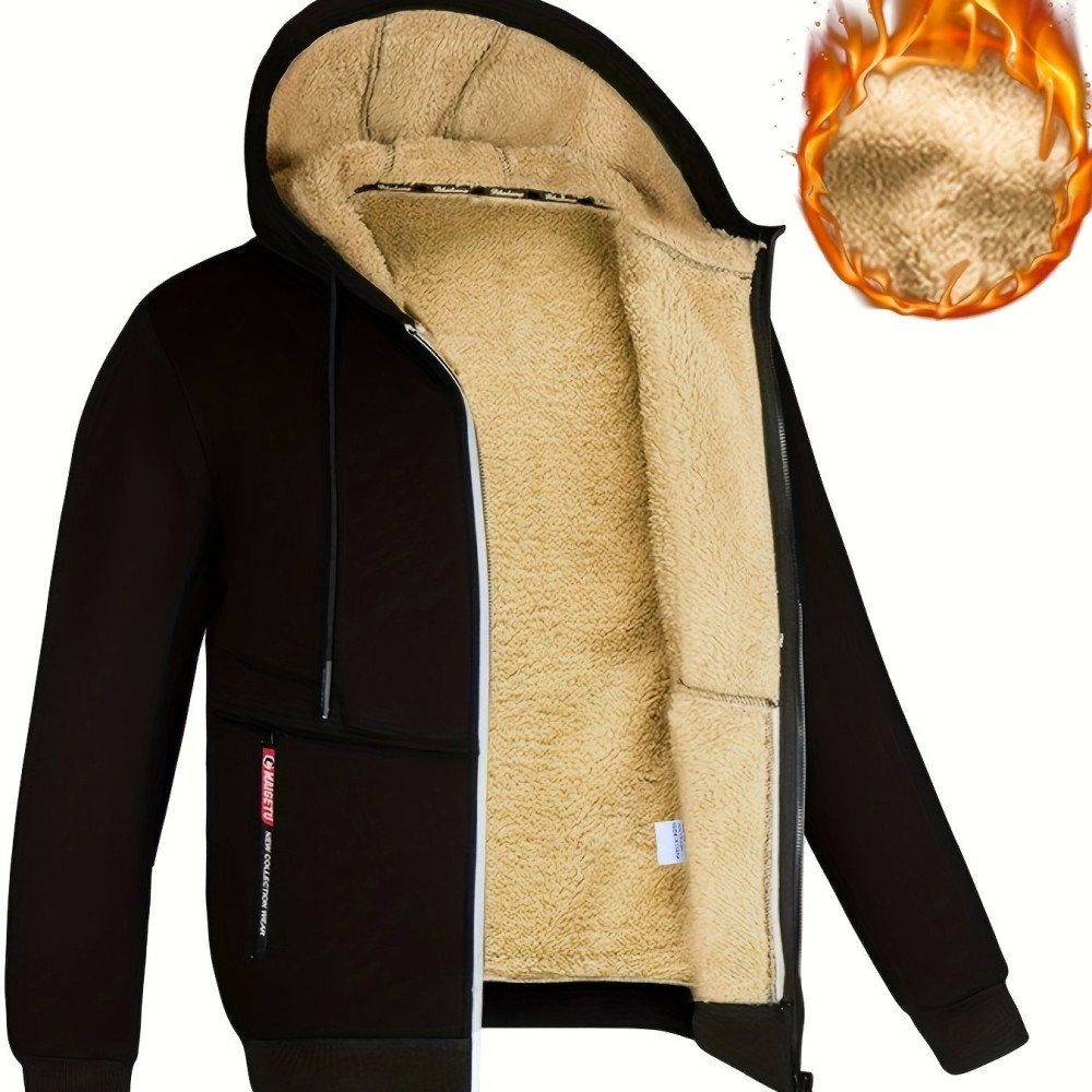 Lamb Velvet Autumn And Winter Sweater Men's Hooded New Trendy Handsome Solid Color Jacket Plus Velvet Thickened Clothes - Image 6