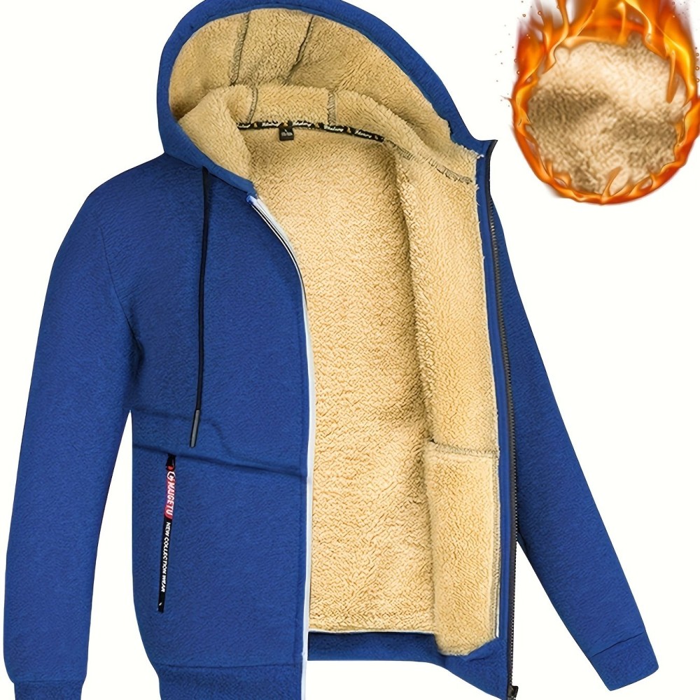Lamb Velvet Autumn And Winter Sweater Men's Hooded New Trendy Handsome Solid Color Jacket Plus Velvet Thickened Clothes - Image 7