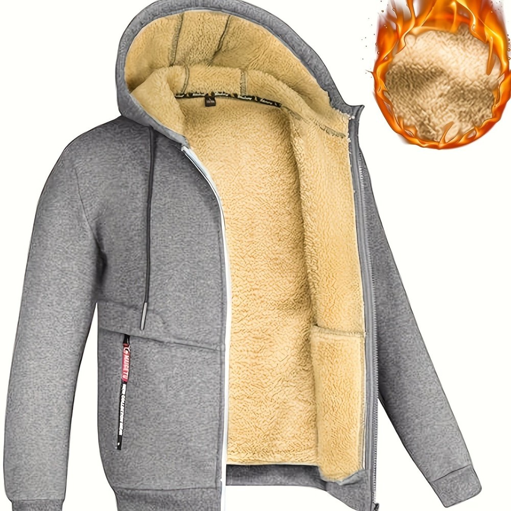 Lamb Velvet Autumn And Winter Sweater Men's Hooded New Trendy Handsome Solid Color Jacket Plus Velvet Thickened Clothes - Image 8
