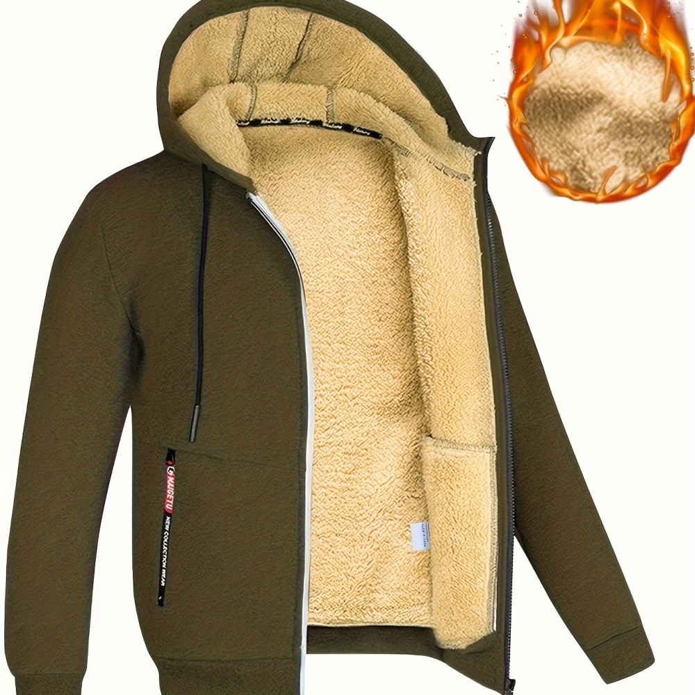 Lamb Velvet Autumn And Winter Sweater Men's Hooded New Trendy Handsome Solid Color Jacket Plus Velvet Thickened Clothes - Image 9