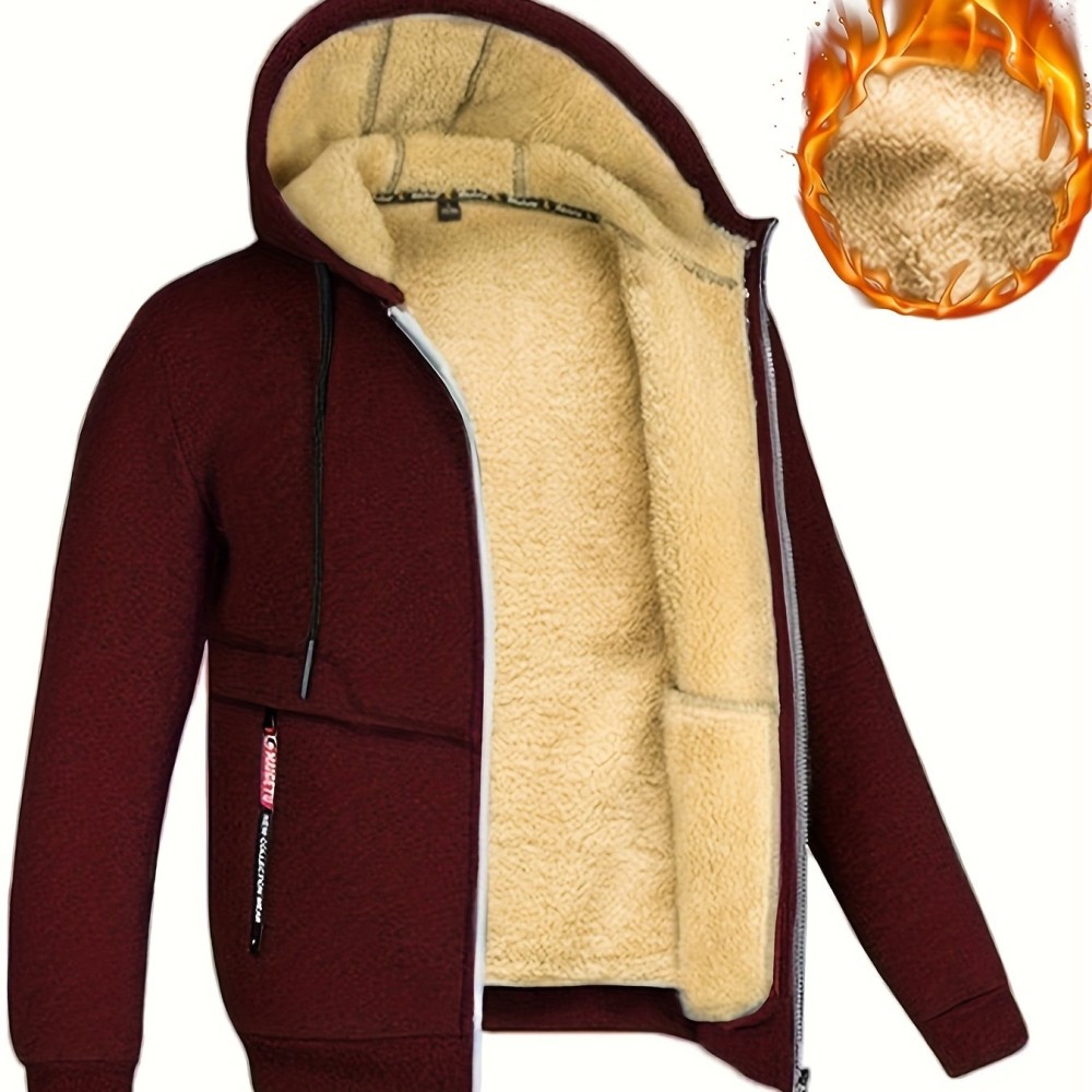 Lamb Velvet Autumn And Winter Sweater Men's Hooded New Trendy Handsome Solid Color Jacket Plus Velvet Thickened Clothes - Image 10