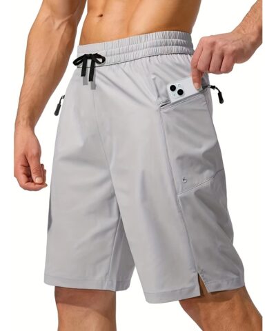 Men's Zip Pocket Sports Shorts, Swimwear, Quick Dry Lightweight Breathable UV Protection Beach Swimming Trunks (No Mesh Lining)