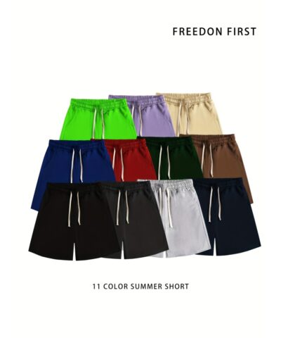 Various Color Classic Design Comfy Shorts, Men's Casual Solid Color Slightly Stretch Elastic Waist Drawstring Shorts For Summer