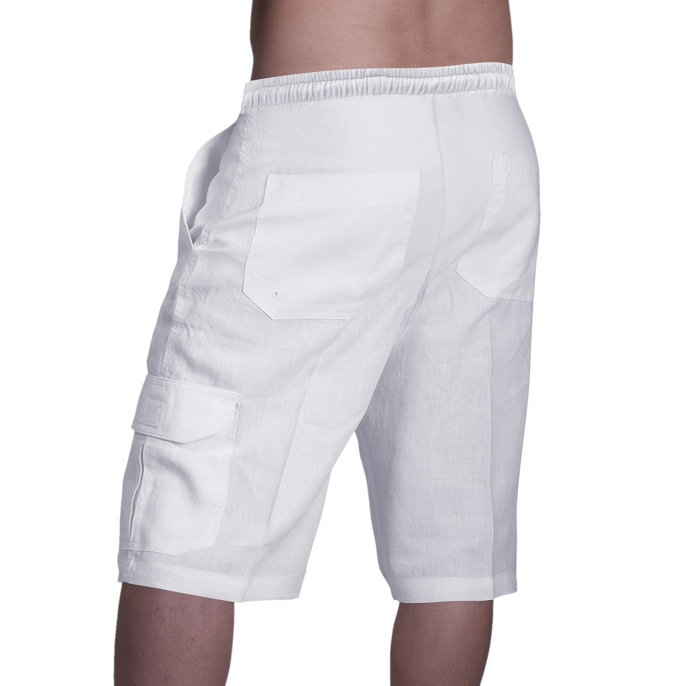 Classic Design Cotton Cargo Shorts, Men's Casual Multi Pocket Waist Drawstring Cargo Shorts For Summer Outdoor - Image 2