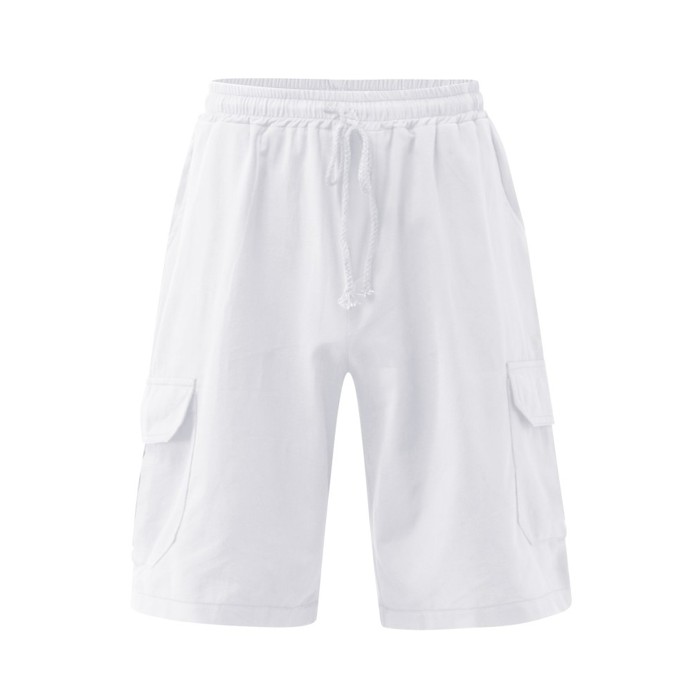 Classic Design Cotton Cargo Shorts, Men's Casual Multi Pocket Waist Drawstring Cargo Shorts For Summer Outdoor - Image 3
