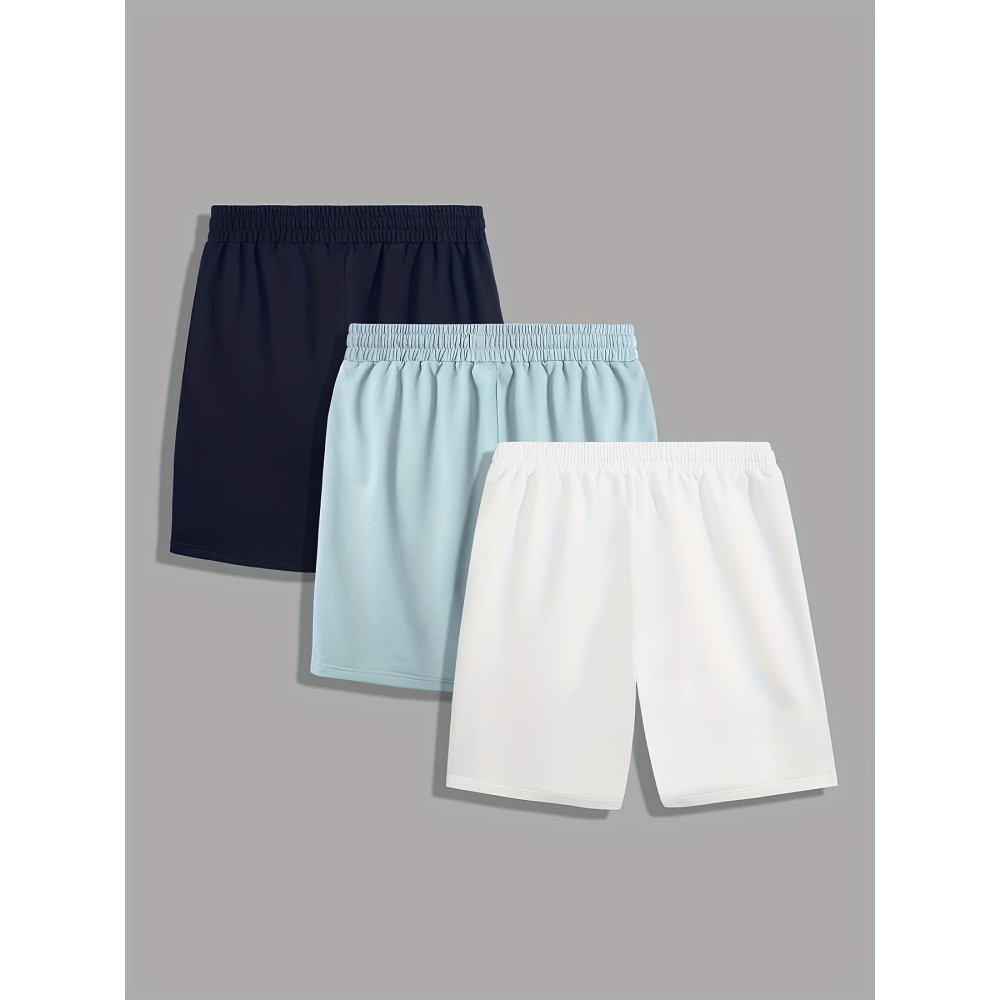 3pcs Classic Design Casual Cotton Slightly Stretch Drawstring Shorts, Men's Shorts For Summer - Image 2